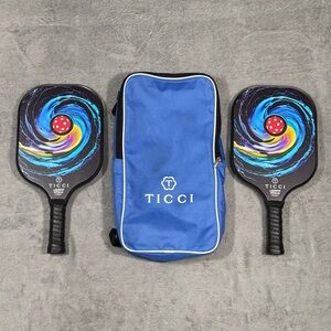 Ticci Pickleball 2 Paddles Set TPK001 USAPA Approved Swirl Design W/ Carry Bag